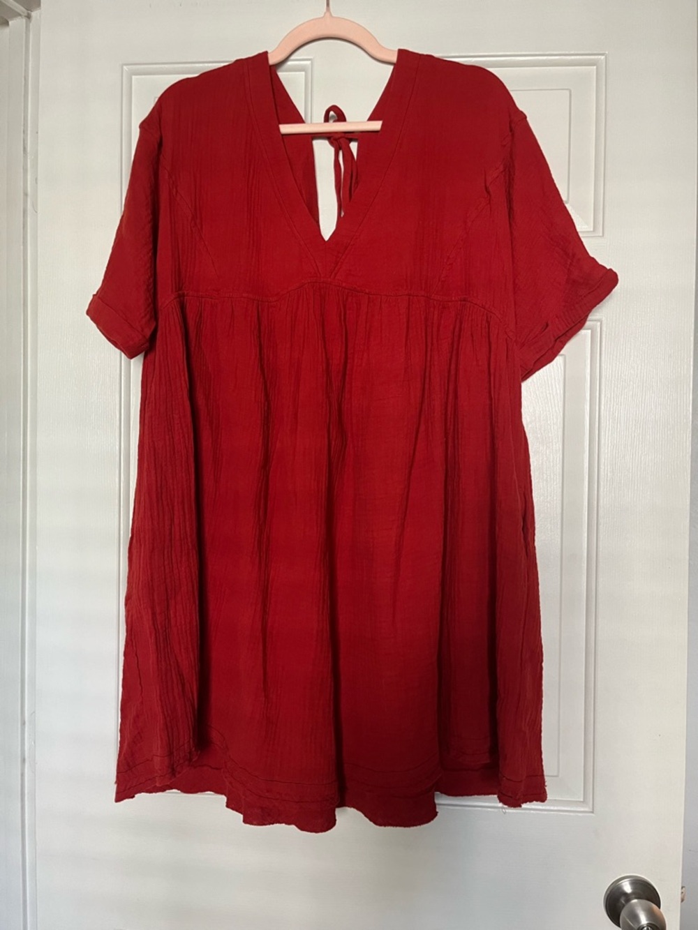 Women’s Red V-Neck Tunic Dress